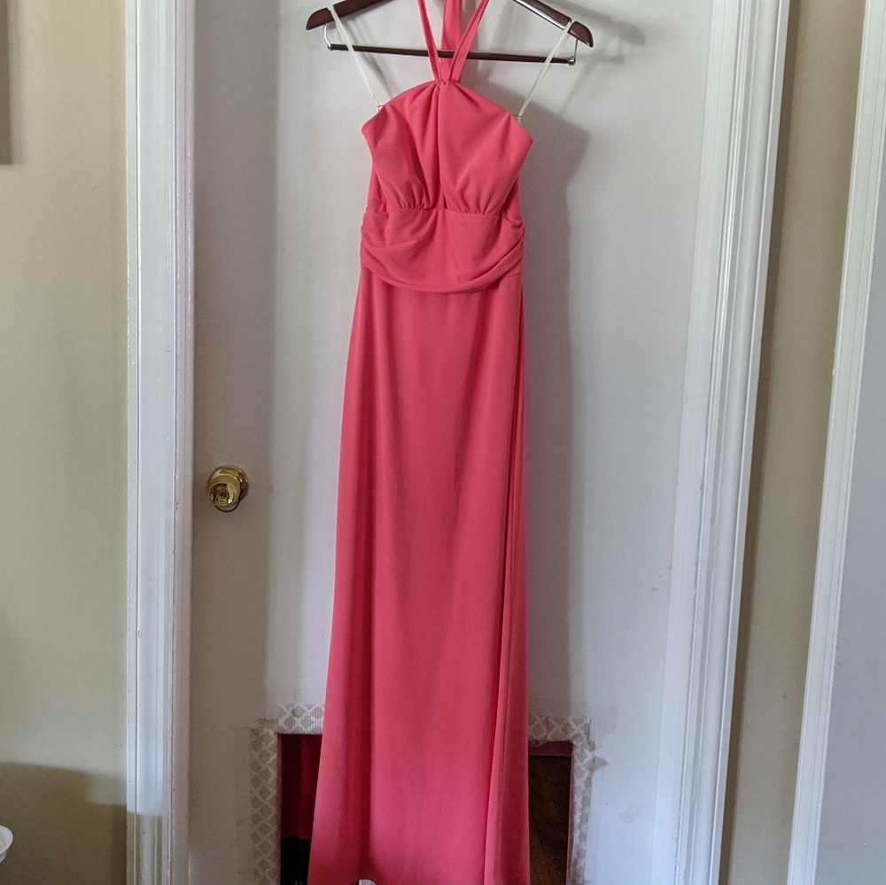 Coral halter formal / evening / prom gown